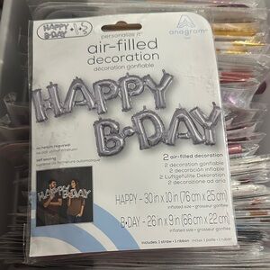 Silver Happy B-Day Air-Filled Decoration